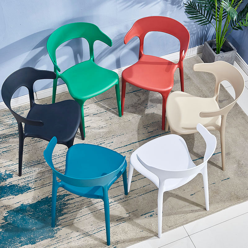 Modern Style Dining Chair Plastic Open Back Arm Chair for Living Room