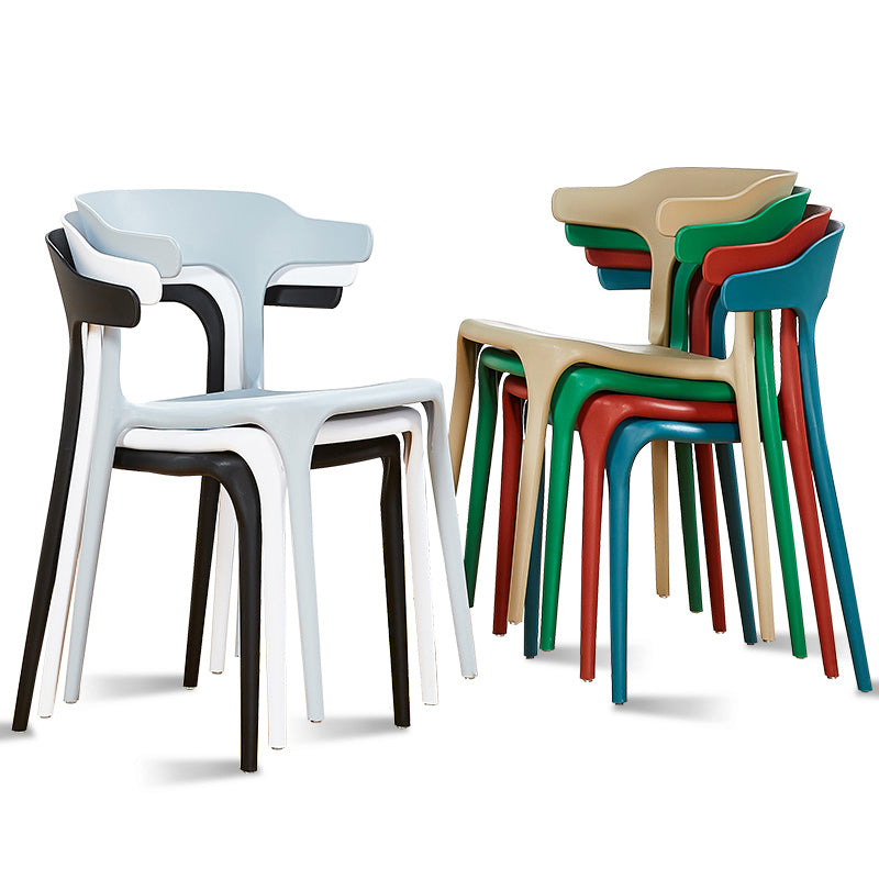 Modern Style Dining Chair Plastic Open Back Arm Chair for Living Room