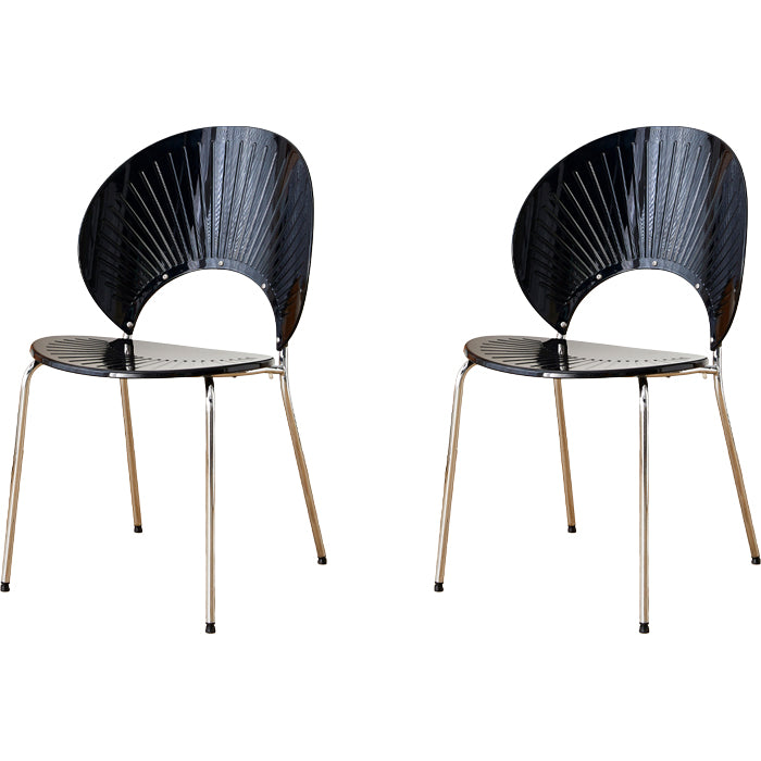 Nordic Style Plastic Armless Dining Chair for Dining Room, 17.7-inch Hight