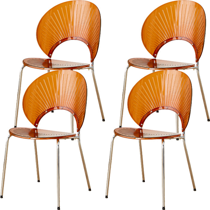 Nordic Style Plastic Armless Dining Chair for Dining Room, 17.7-inch Hight