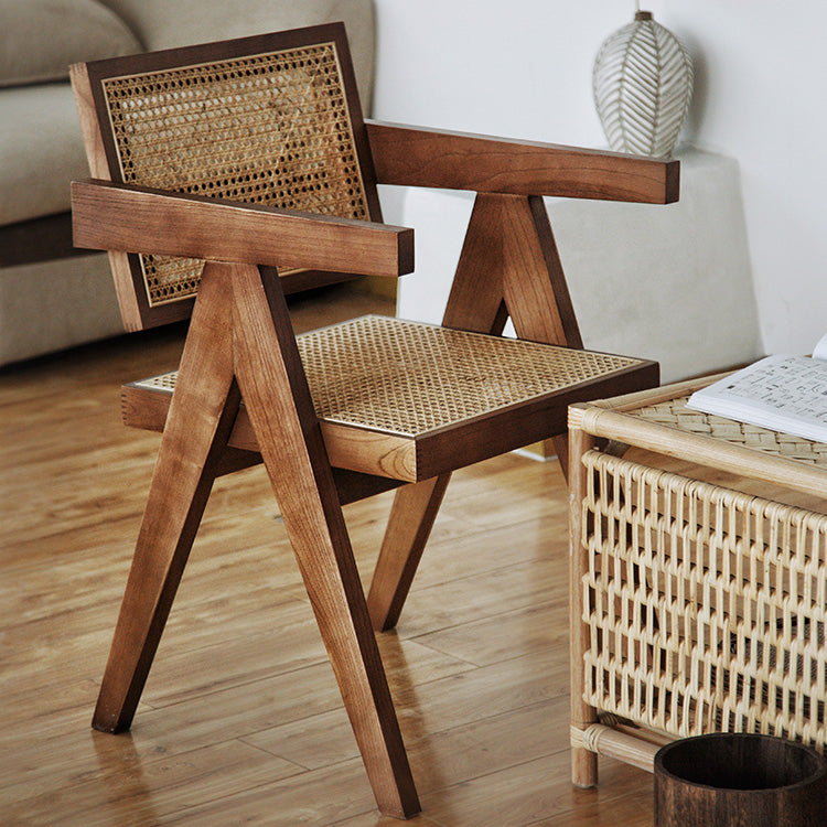 Nordic Style Solid Wood Arm Chair for Dining Room, 17" Height