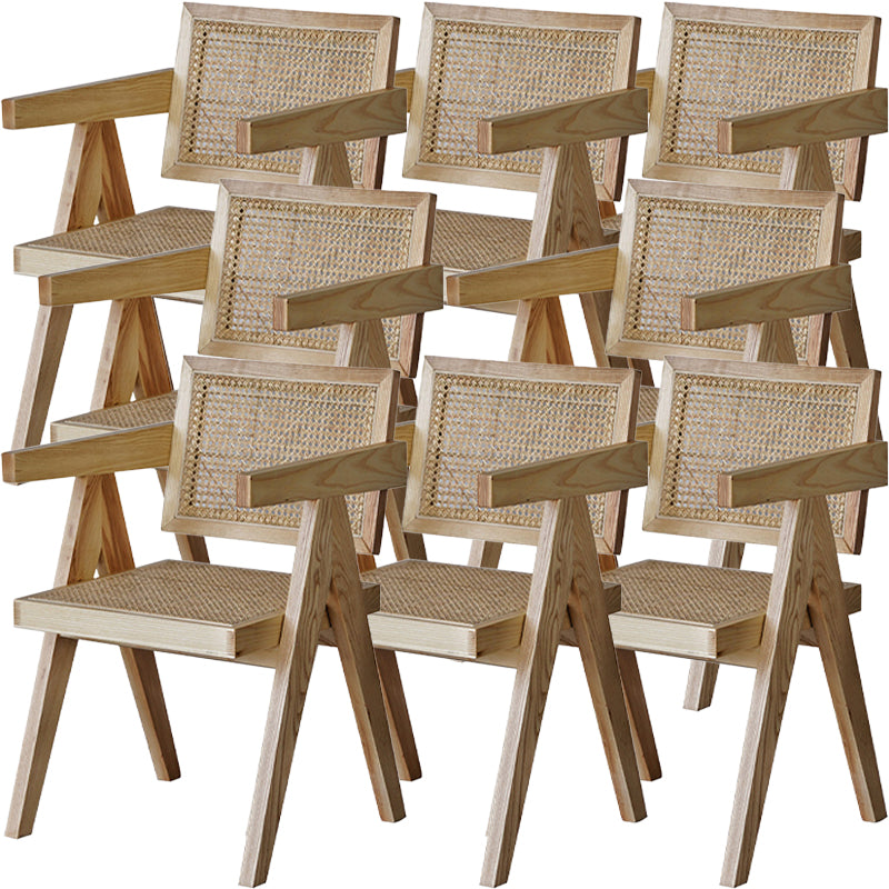 Nordic Style Solid Wood Arm Chair for Dining Room, 17" Height