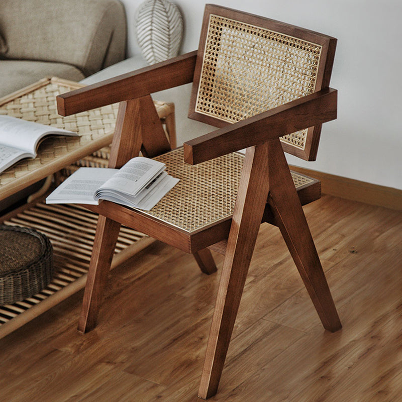 Nordic Style Solid Wood Arm Chair for Dining Room, 17" Height