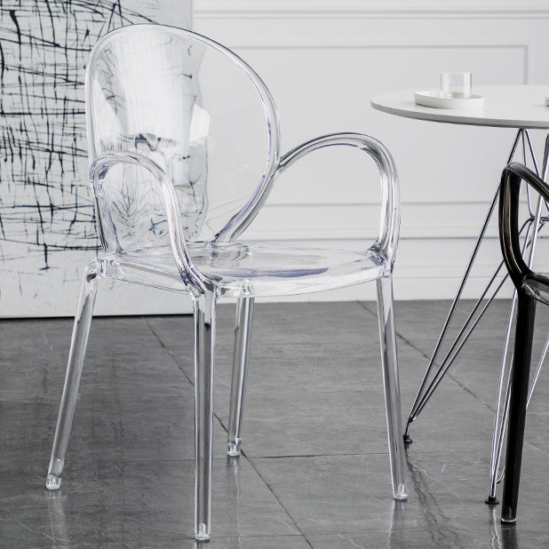 Nordic Style Acrylic Arm Dining Chair for Restaurant, 17-inch Height