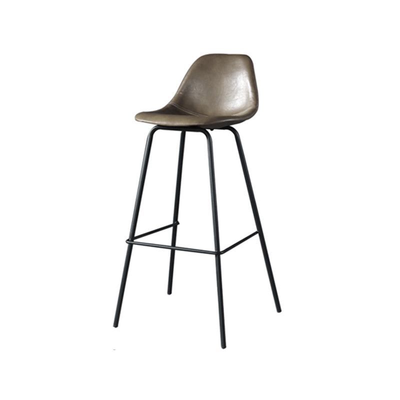 Modern Faux Leather Low Back Bucket Bar Stools with Metal Base