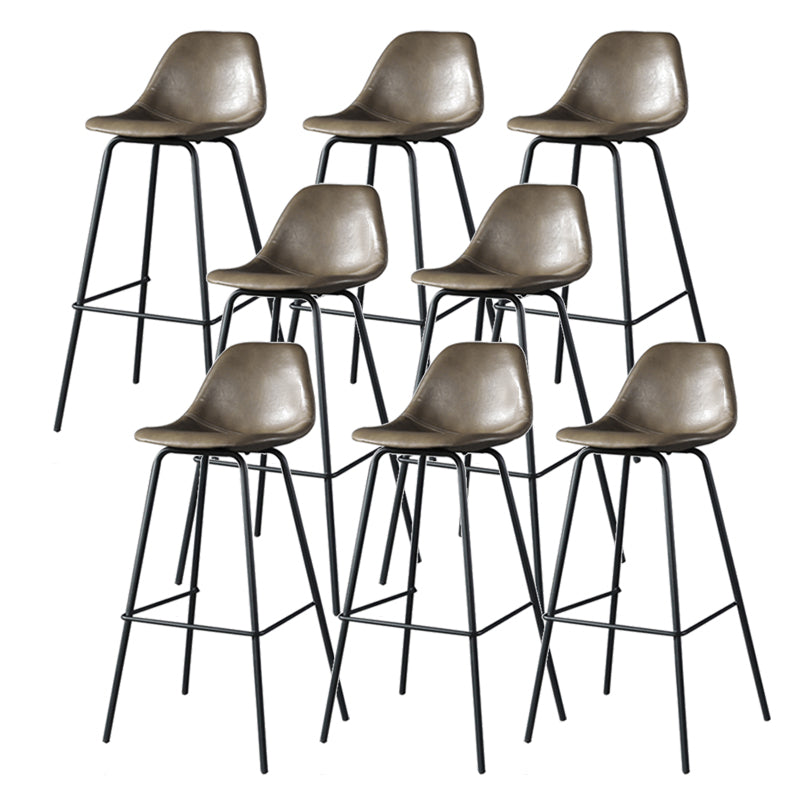 Modern Faux Leather Low Back Bucket Bar Stools with Metal Base