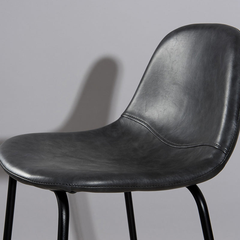 Modern Faux Leather Low Back Bucket Bar Stools with Metal Base