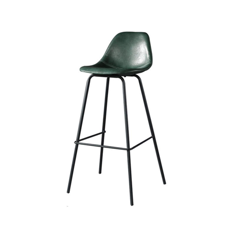 Modern Faux Leather Low Back Bucket Bar Stools with Metal Base