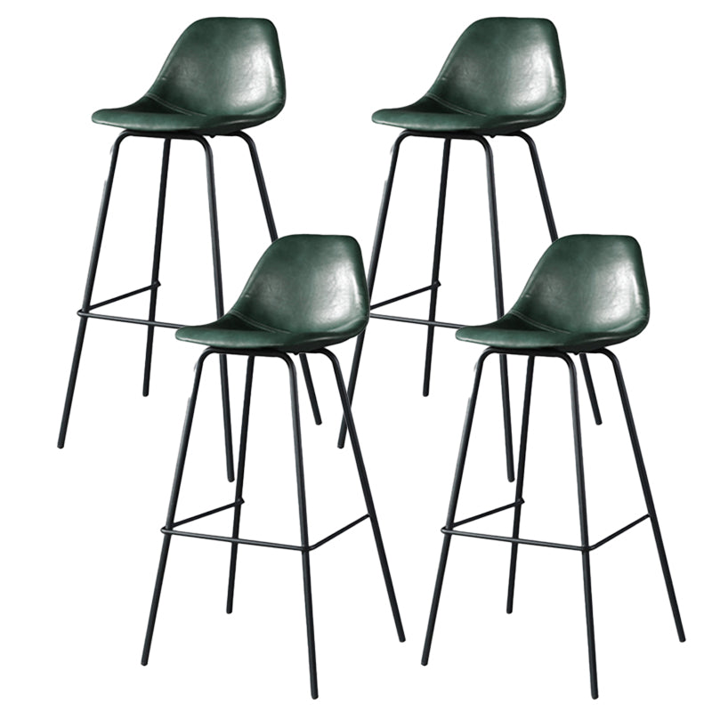 Modern Faux Leather Low Back Bucket Bar Stools with Metal Base