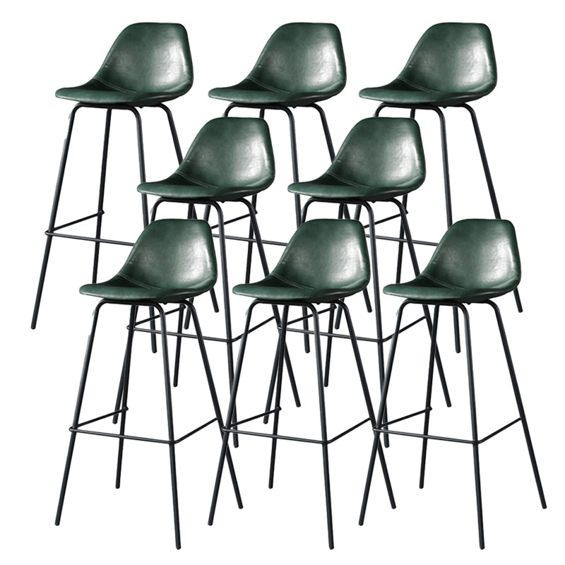 Modern Faux Leather Low Back Bucket Bar Stools with Metal Base