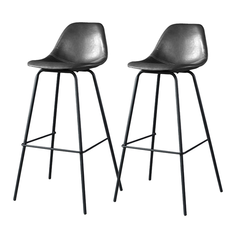 Modern Faux Leather Low Back Bucket Bar Stools with Metal Base