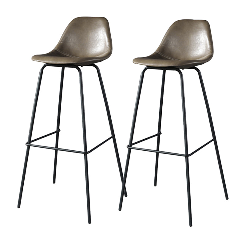 Modern Faux Leather Low Back Bucket Bar Stools with Metal Base