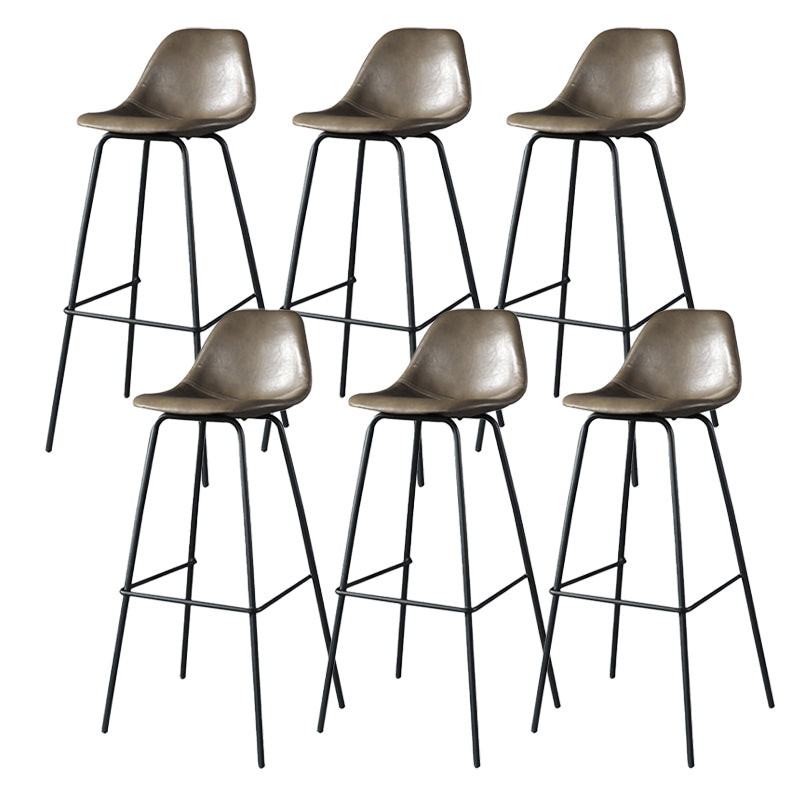 Modern Faux Leather Low Back Bucket Bar Stools with Metal Base