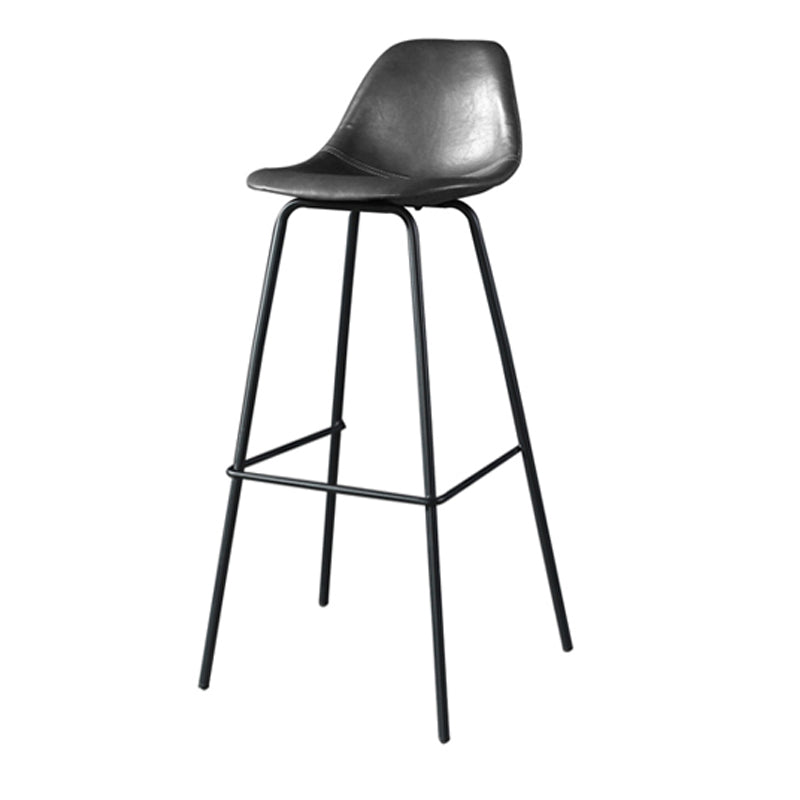 Modern Faux Leather Low Back Bucket Bar Stools with Metal Base