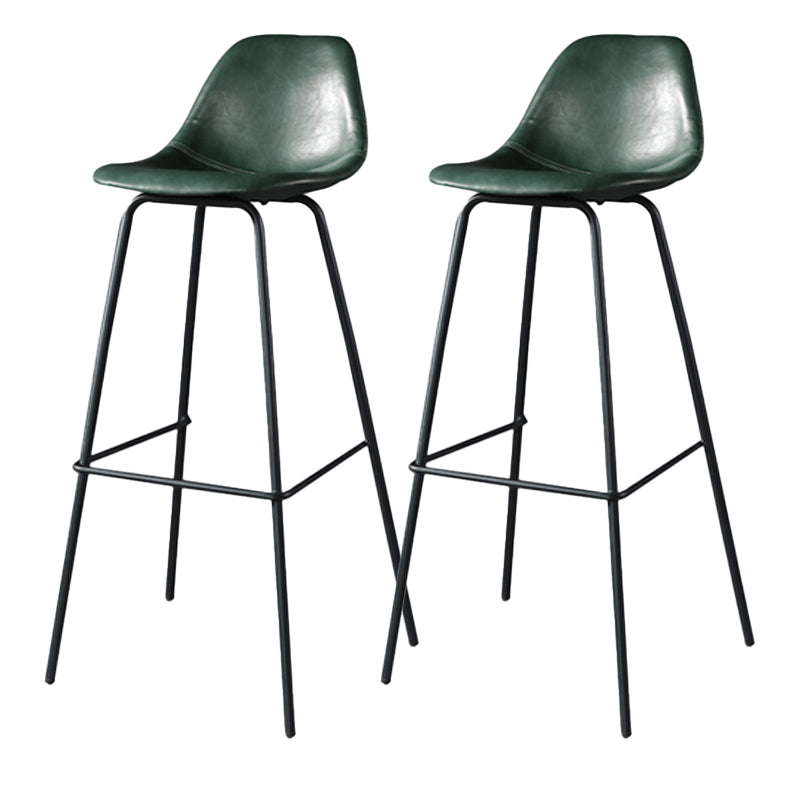 Modern Faux Leather Low Back Bucket Bar Stools with Metal Base