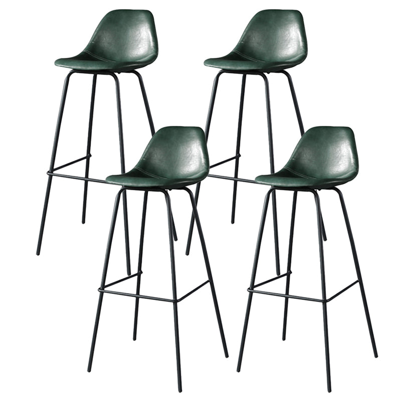Modern Faux Leather Low Back Bucket Bar Stools with Metal Base