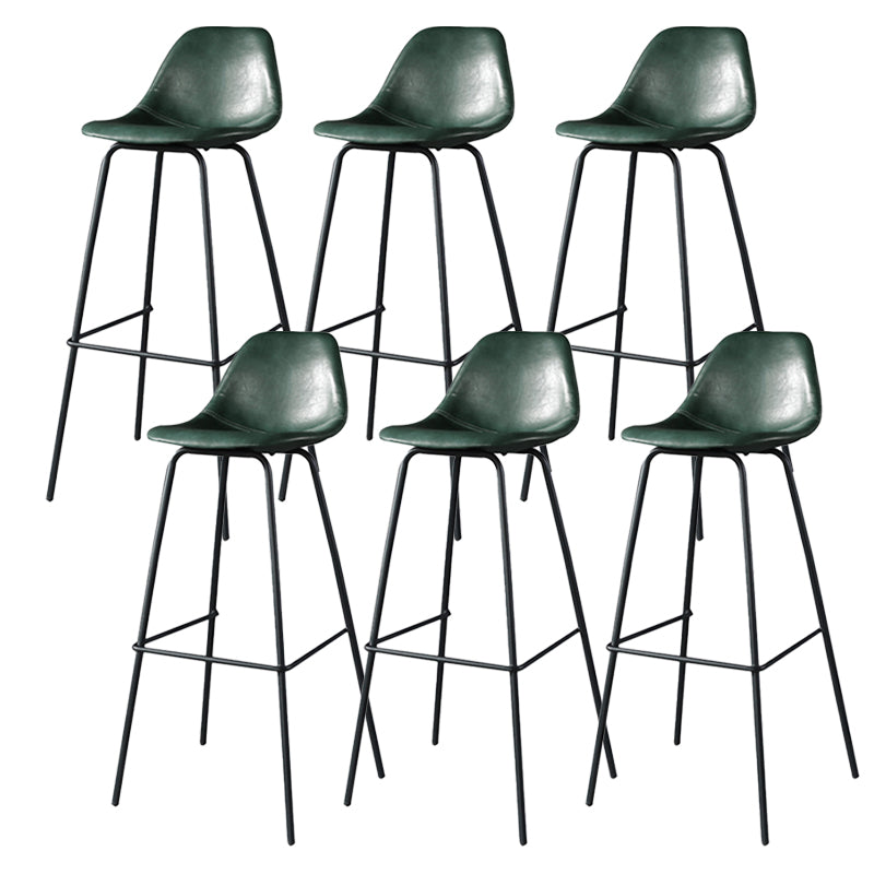Modern Faux Leather Low Back Bucket Bar Stools with Metal Base