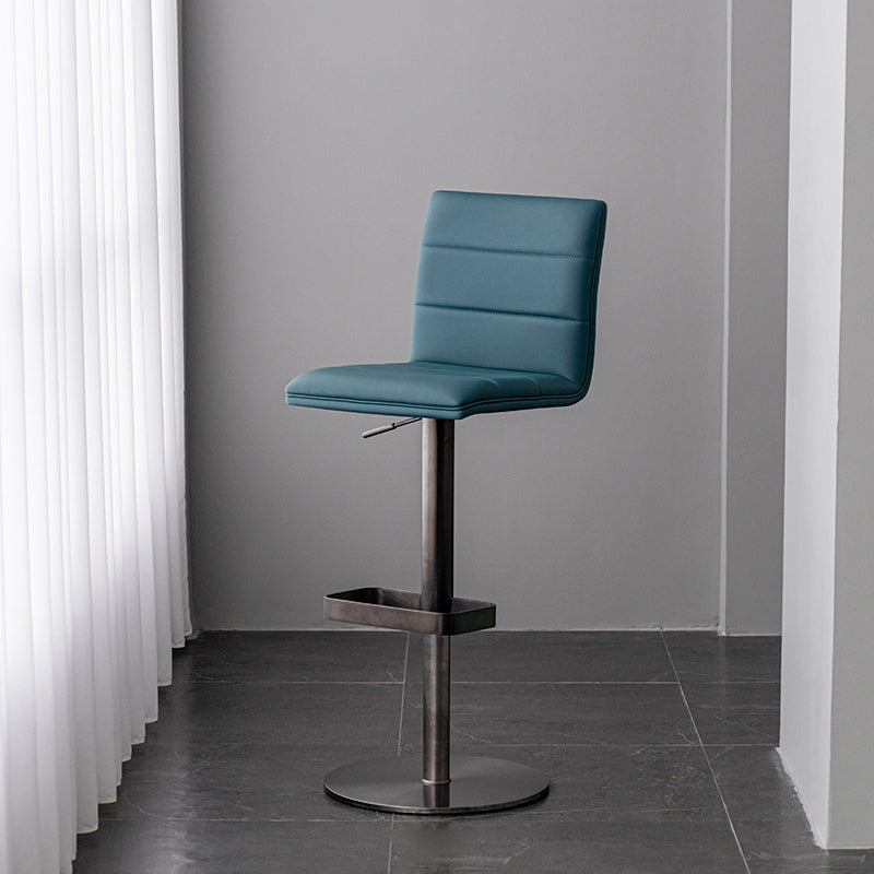 Modern Style Adjustable Counter Stool with Leather Cushion and Single Leg