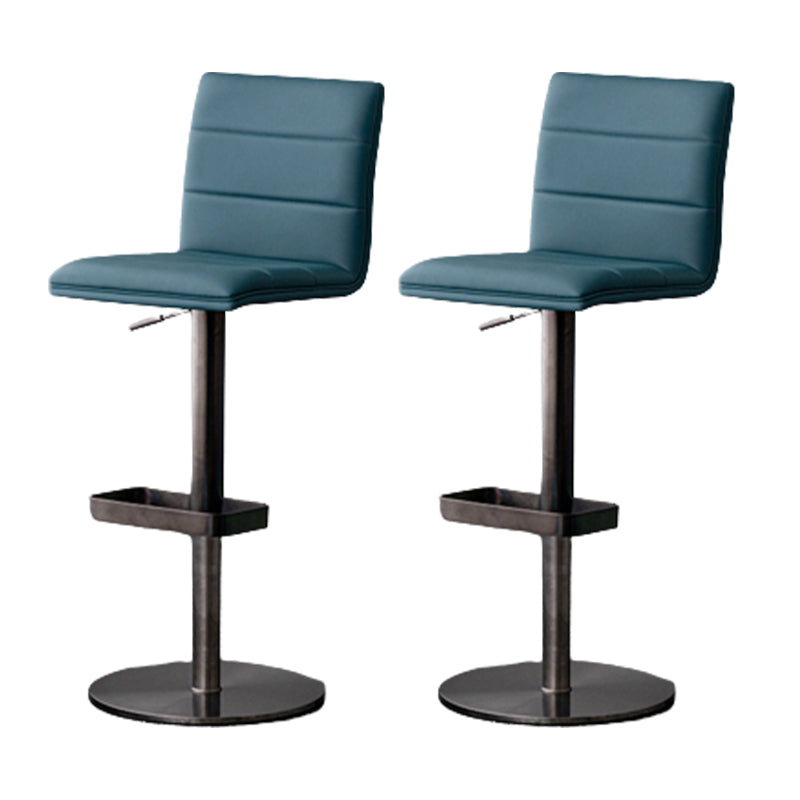 Modern Style Adjustable Counter Stool with Leather Cushion and Single Leg