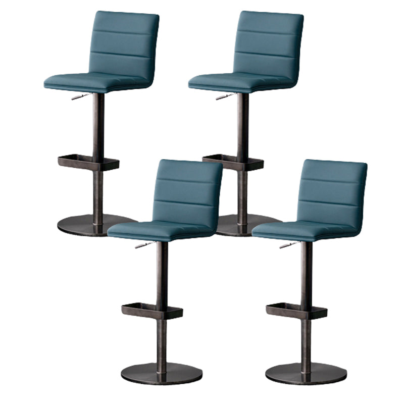 Modern Style Adjustable Counter Stool with Leather Cushion and Single Leg