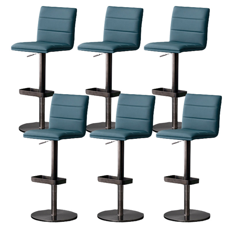 Modern Style Adjustable Counter Stool with Leather Cushion and Single Leg