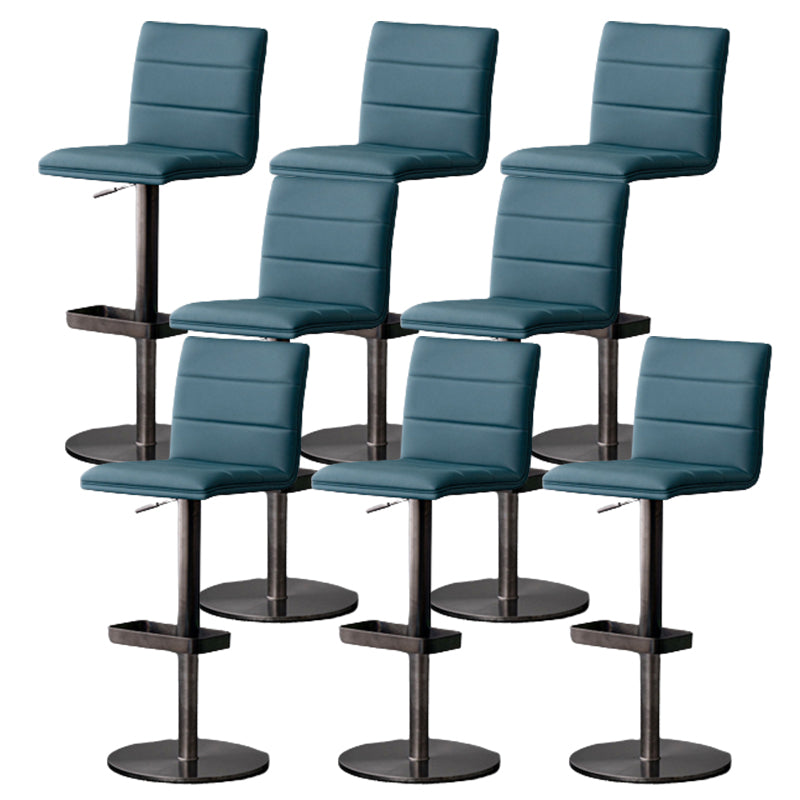 Modern Style Adjustable Counter Stool with Leather Cushion and Single Leg