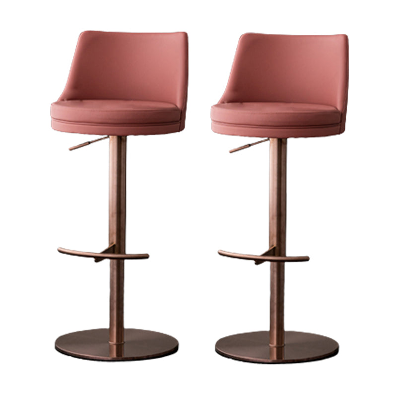 Modern Style Adjustable Counter Stool with Leather Cushion and Single Leg