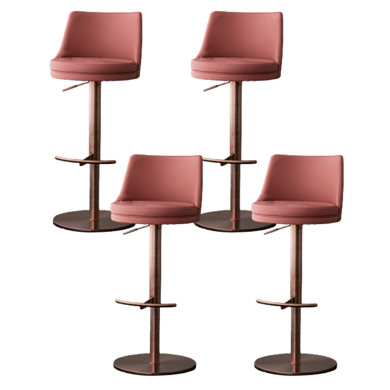 Modern Style Adjustable Counter Stool with Leather Cushion and Single Leg