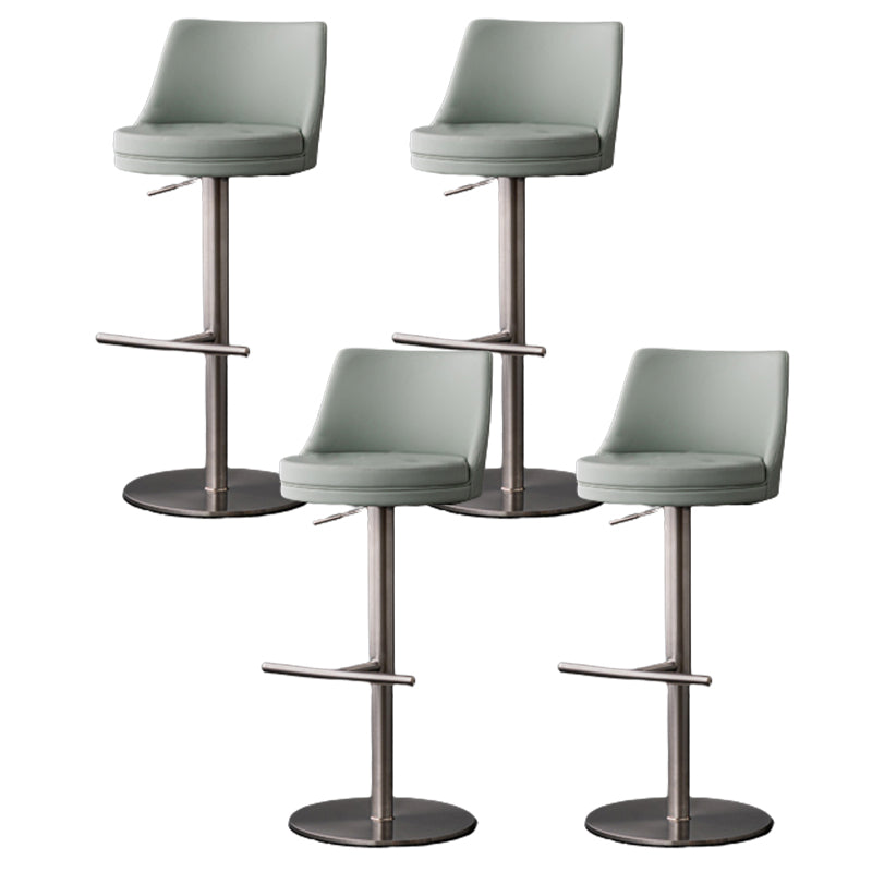 Modern Style Adjustable Counter Stool with Leather Cushion and Single Leg