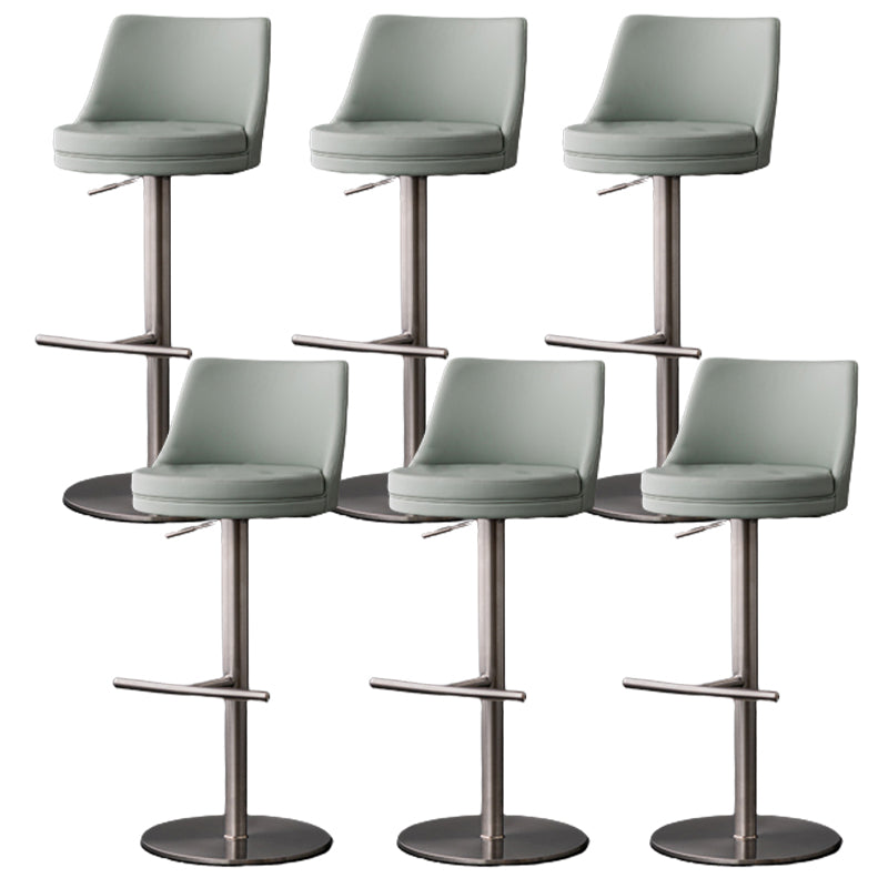 Modern Style Adjustable Counter Stool with Leather Cushion and Single Leg