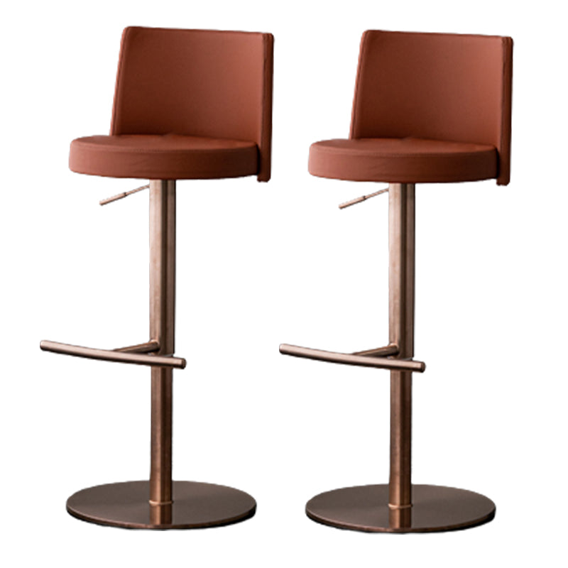 Modern Style Adjustable Counter Stool with Leather Cushion and Single Leg