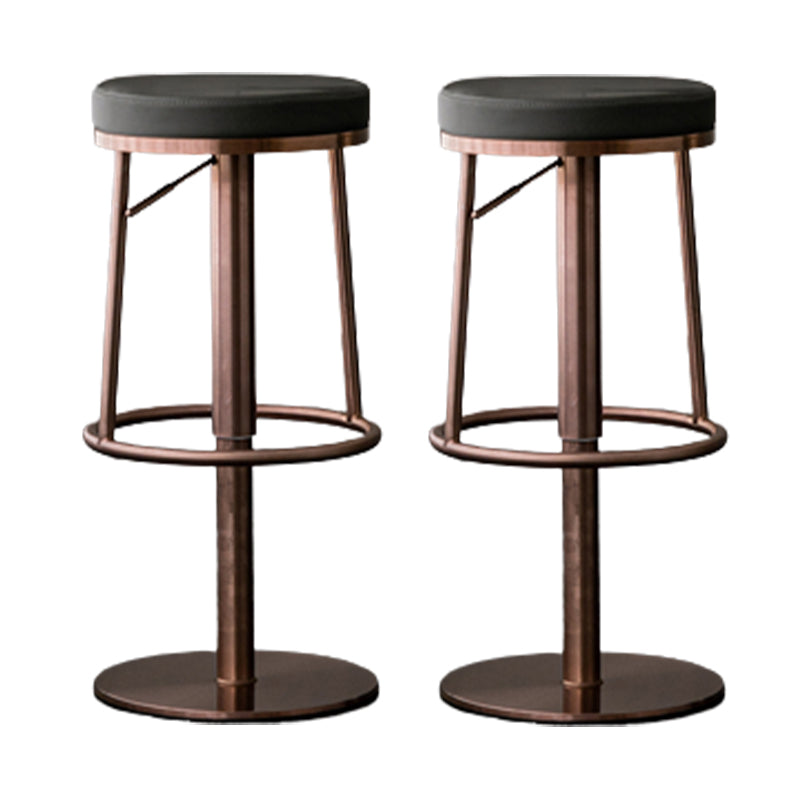 Modern Style Adjustable Counter Stool with Leather Cushion and Single Leg