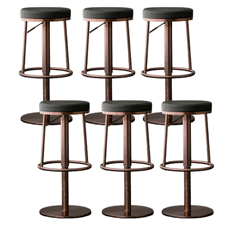 Modern Style Adjustable Counter Stool with Leather Cushion and Single Leg