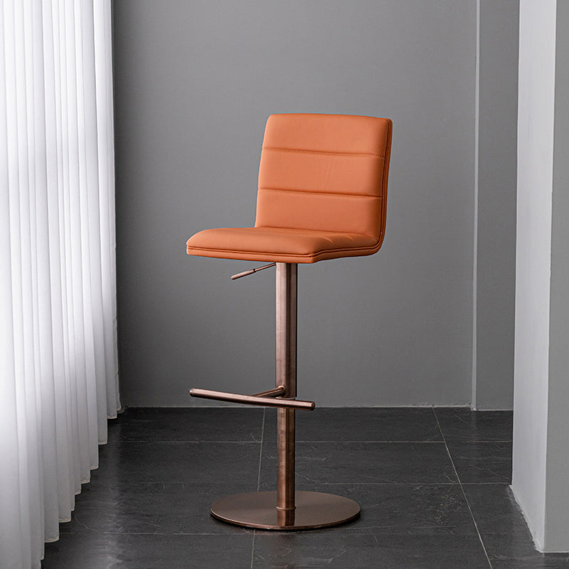 Modern Style Adjustable Counter Stool with Leather Cushion and Single Leg