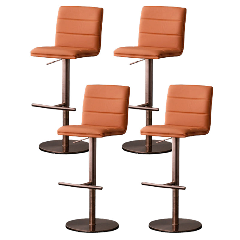 Modern Style Adjustable Counter Stool with Leather Cushion and Single Leg