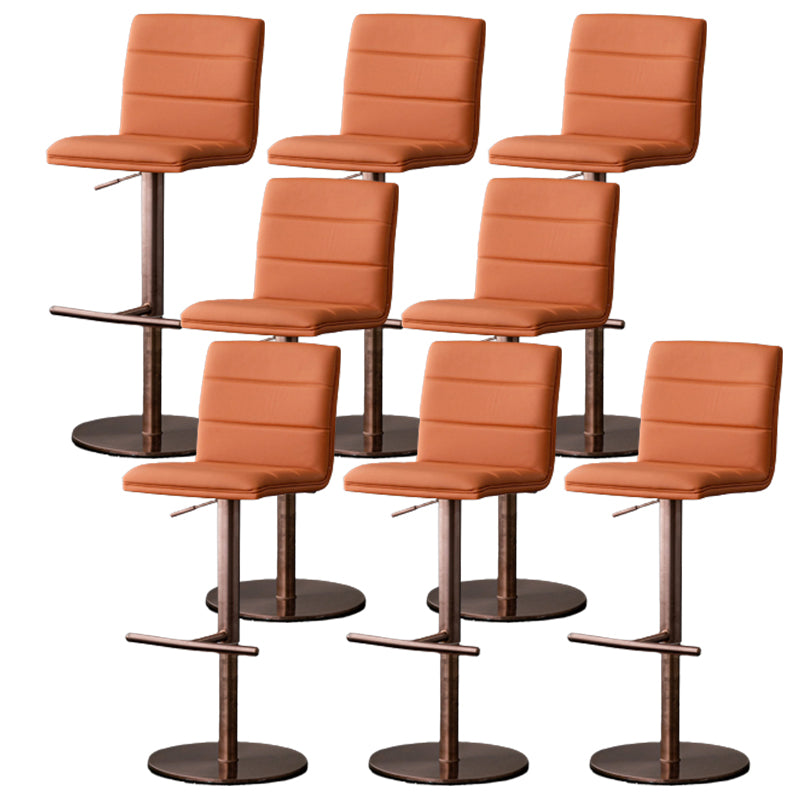 Modern Style Adjustable Counter Stool with Leather Cushion and Single Leg