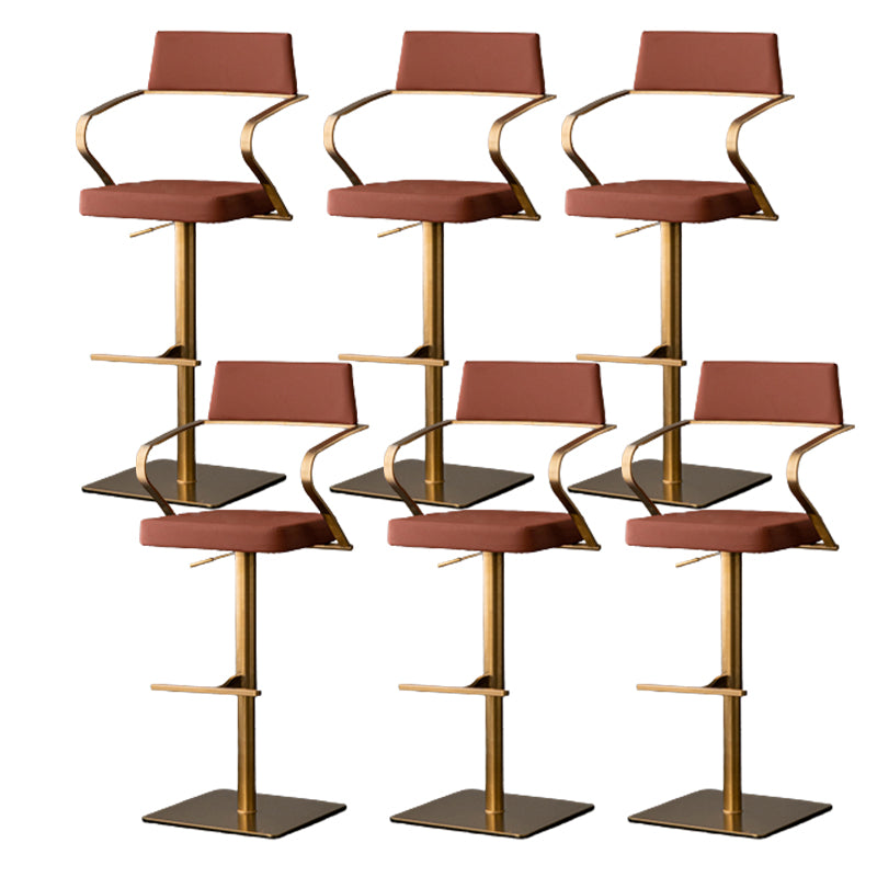 Modern Style Adjustable Counter Stool with Leather Cushion and Single Leg