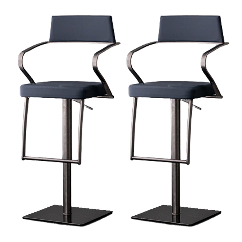 Modern Style Adjustable Counter Stool with Leather Cushion and Single Leg