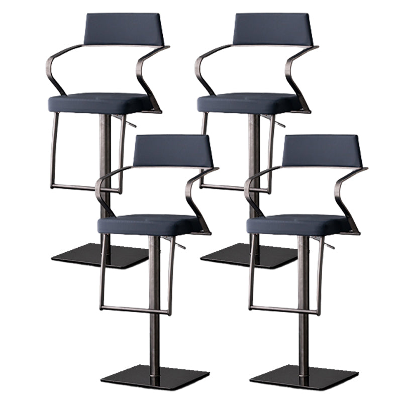 Modern Style Adjustable Counter Stool with Leather Cushion and Single Leg