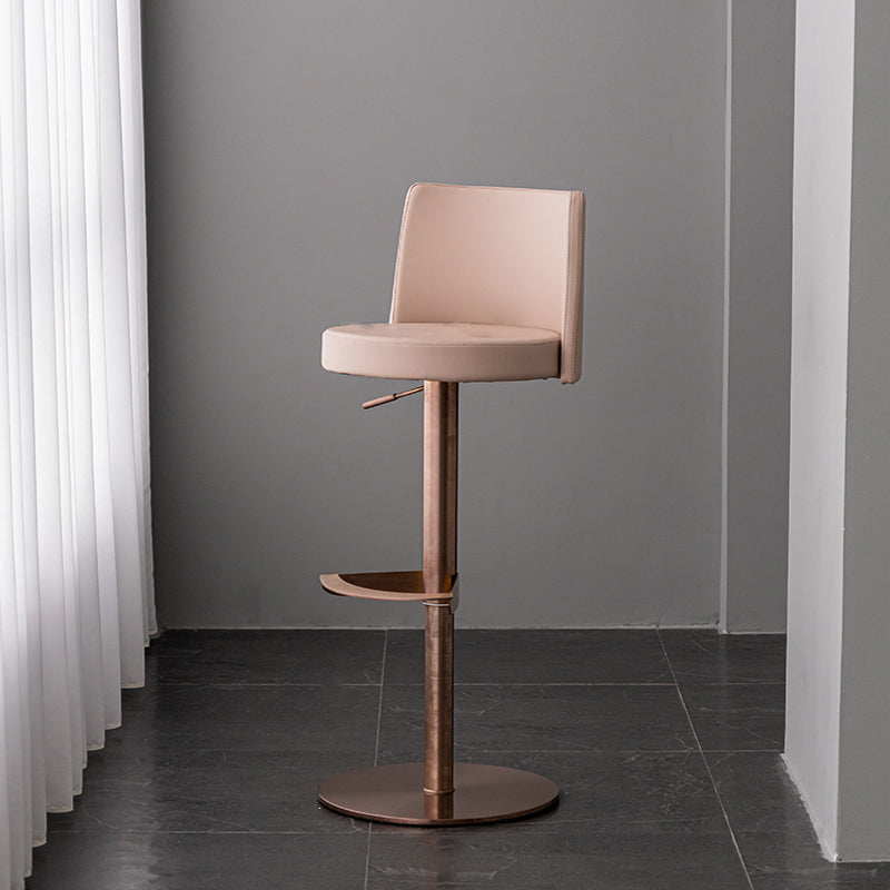 Modern Style Adjustable Counter Stool with Leather Cushion and Single Leg