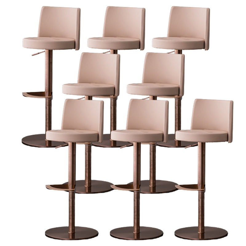 Modern Style Adjustable Counter Stool with Leather Cushion and Single Leg