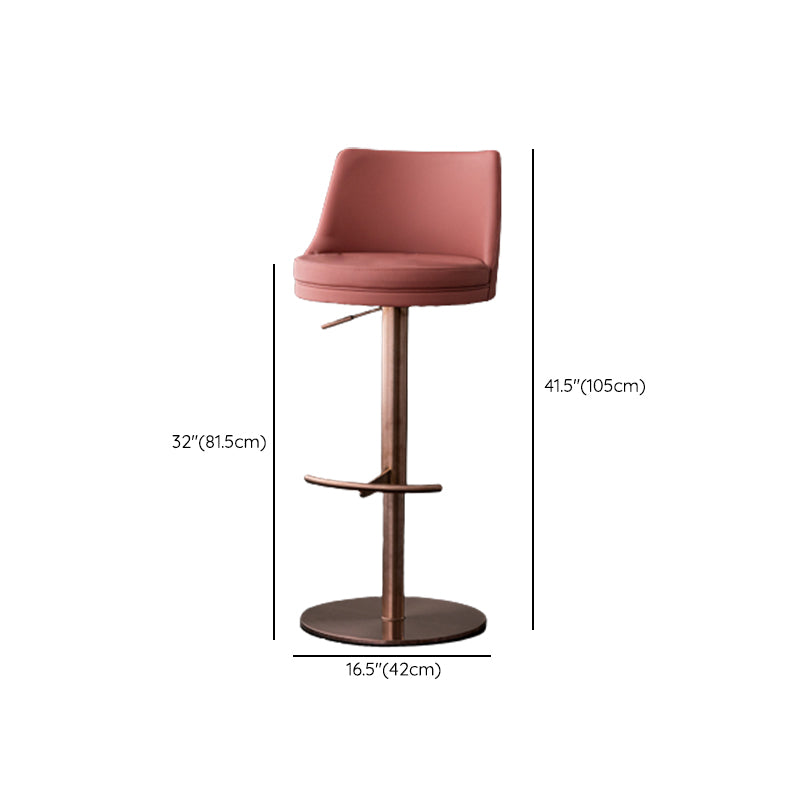 Modern Style Adjustable Counter Stool with Leather Cushion and Single Leg
