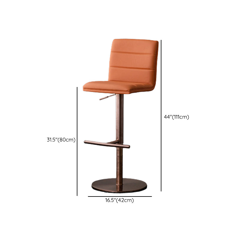 Modern Style Adjustable Counter Stool with Leather Cushion and Single Leg
