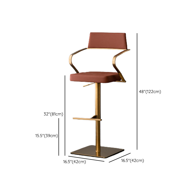 Modern Style Adjustable Counter Stool with Leather Cushion and Single Leg