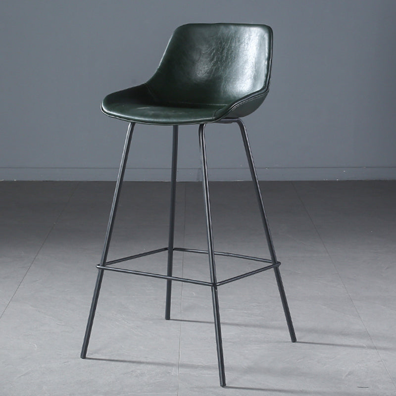 Contemporary Upholstered Low Back Bucket Bar Stools with Metal Base