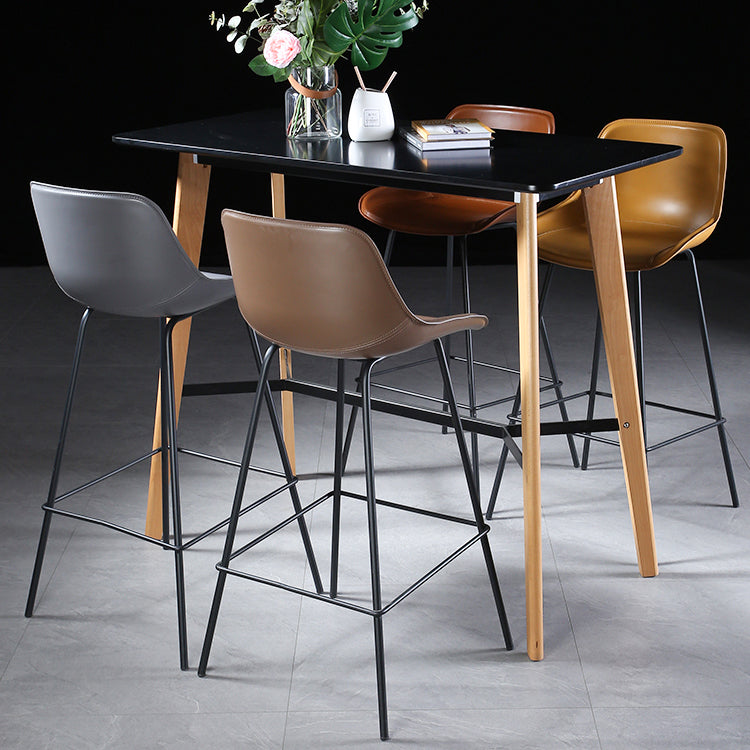 Contemporary Upholstered Low Back Bucket Bar Stools with Metal Base