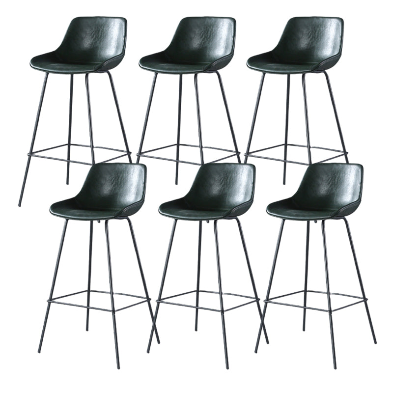 Contemporary Upholstered Low Back Bucket Bar Stools with Metal Base