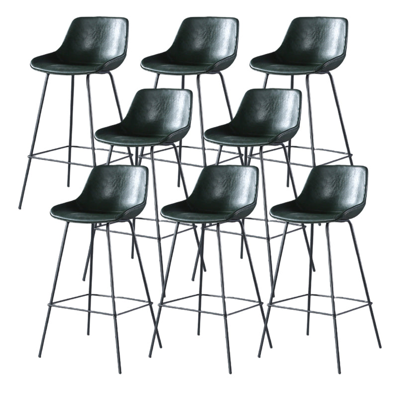 Contemporary Upholstered Low Back Bucket Bar Stools with Metal Base