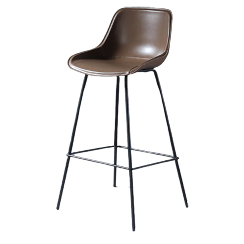 Contemporary Upholstered Low Back Bucket Bar Stools with Metal Base