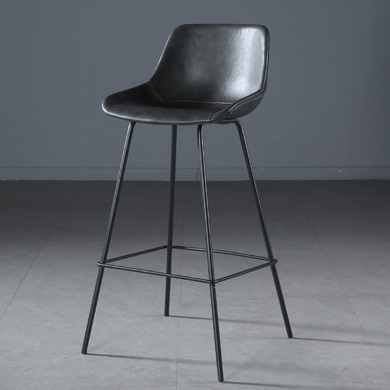 Contemporary Upholstered Low Back Bucket Bar Stools with Metal Base